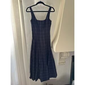 STAUD Wells Dress Navy Plaid 2